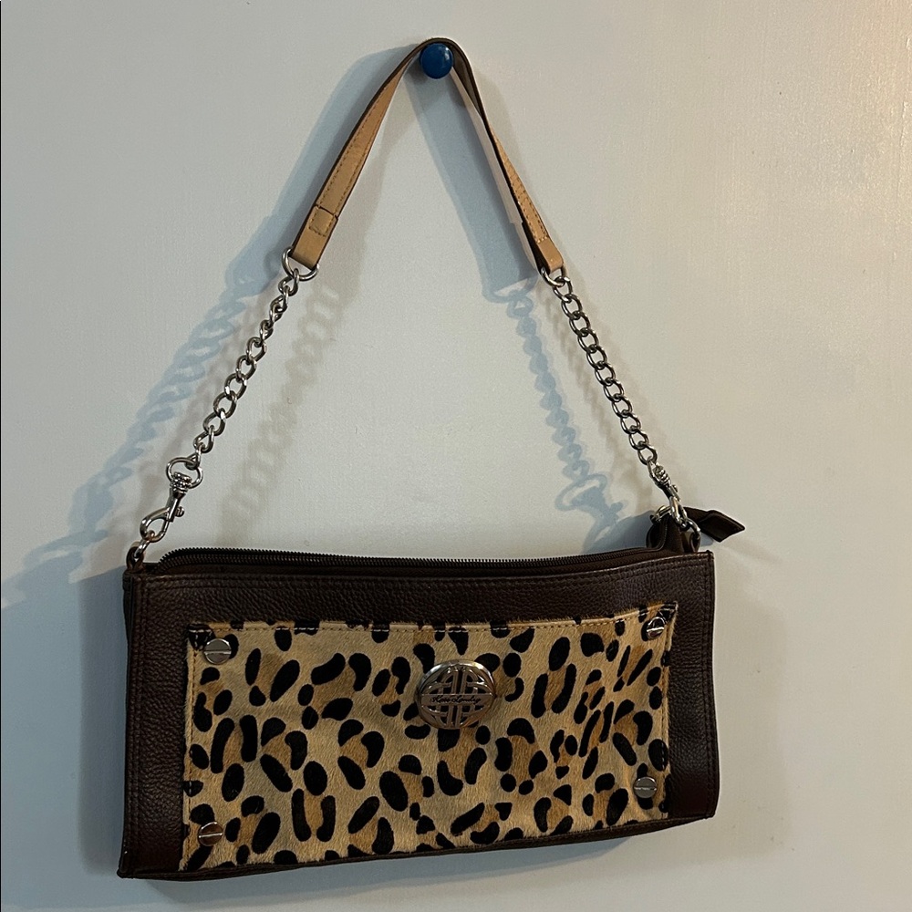 Kate Landry Brown and Black Leopard Clutch